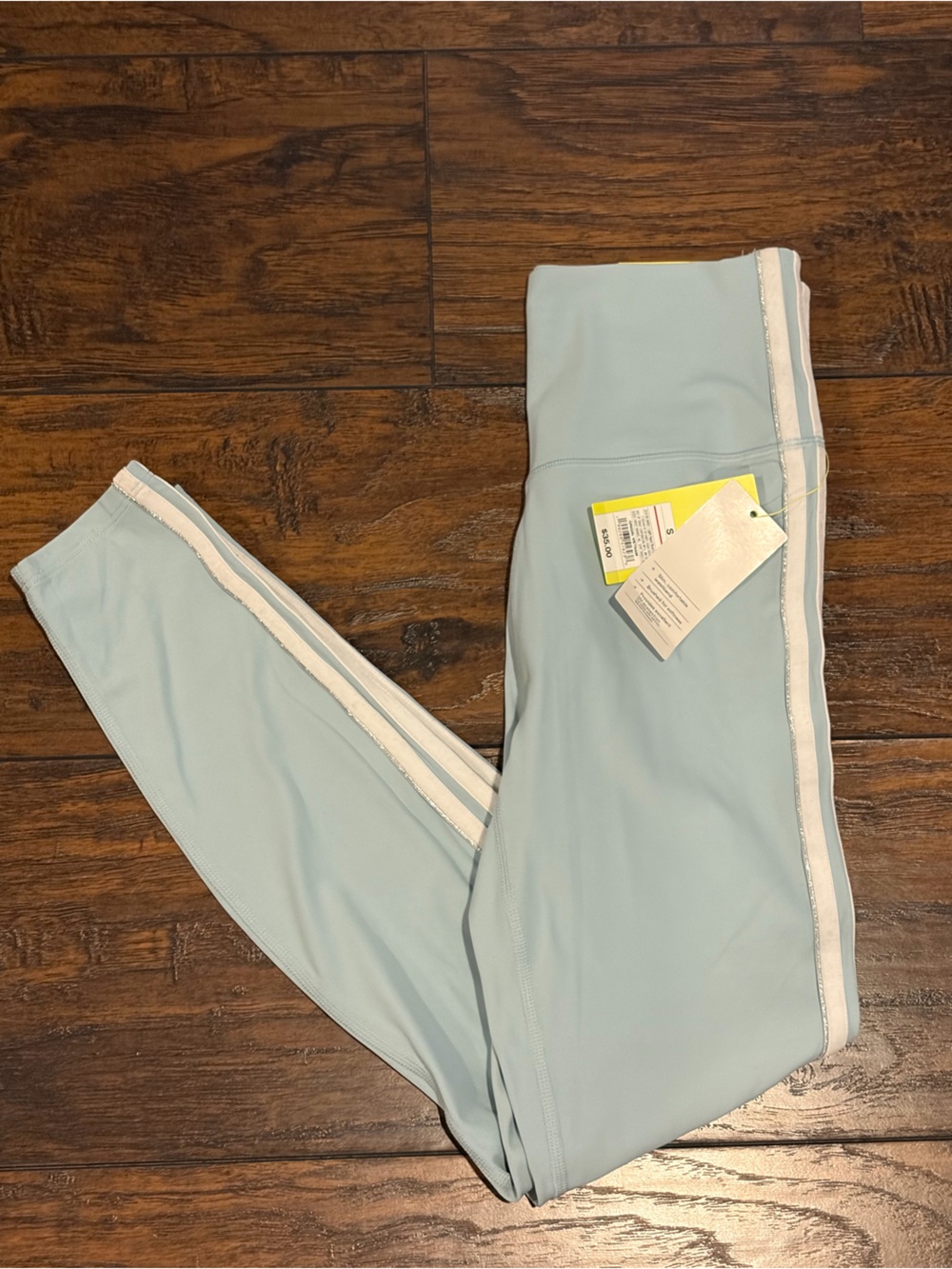 all in motion Light Aqua Blue  Leggings with White Side Stripes